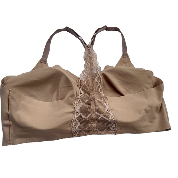 True and Co 16867 Triangle Lace Racerback Bra US Size Large Beige Nude - Picture 3 of 5